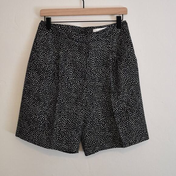New Nordstrom Collection Silk High Waisted Polka Dot Pleated Bermuda Shorts - Picture 1 of 7